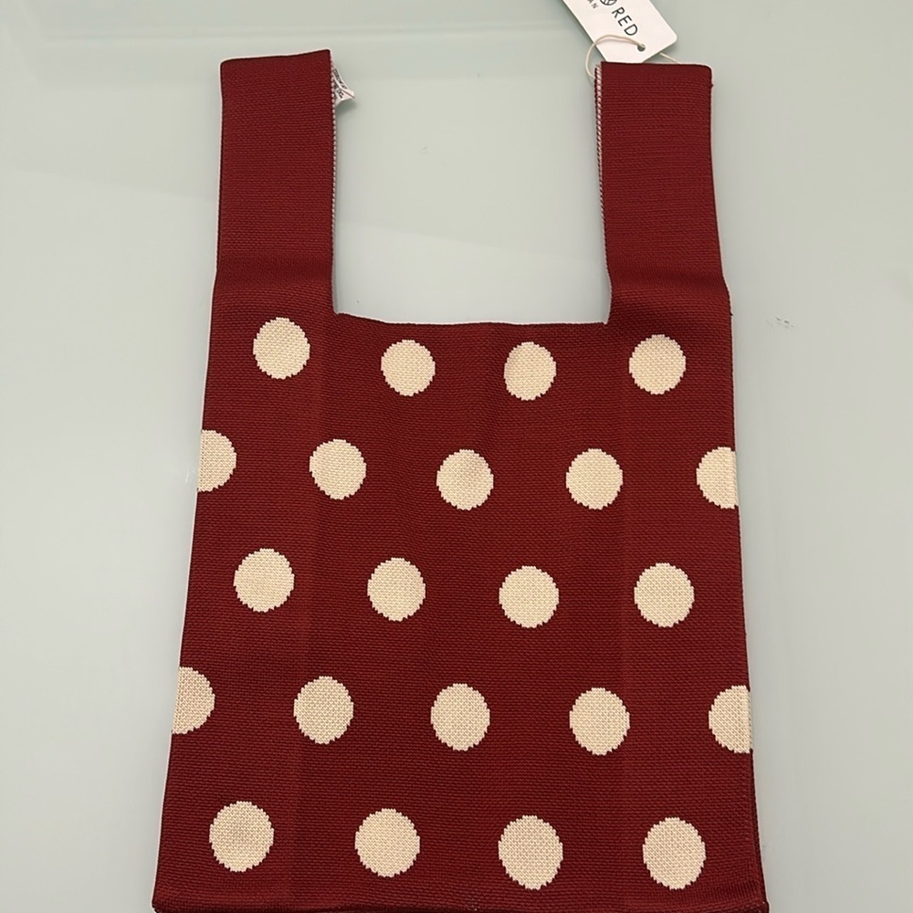 NWT Hundred Japan Style Polka Dot Knit Bag